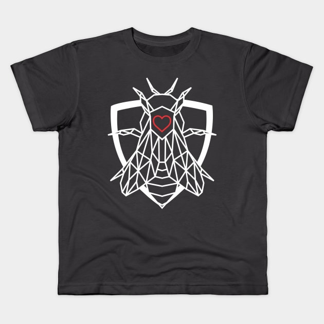 Geometric Open Heart Bee Protector Superhero Kids T-Shirt by teall